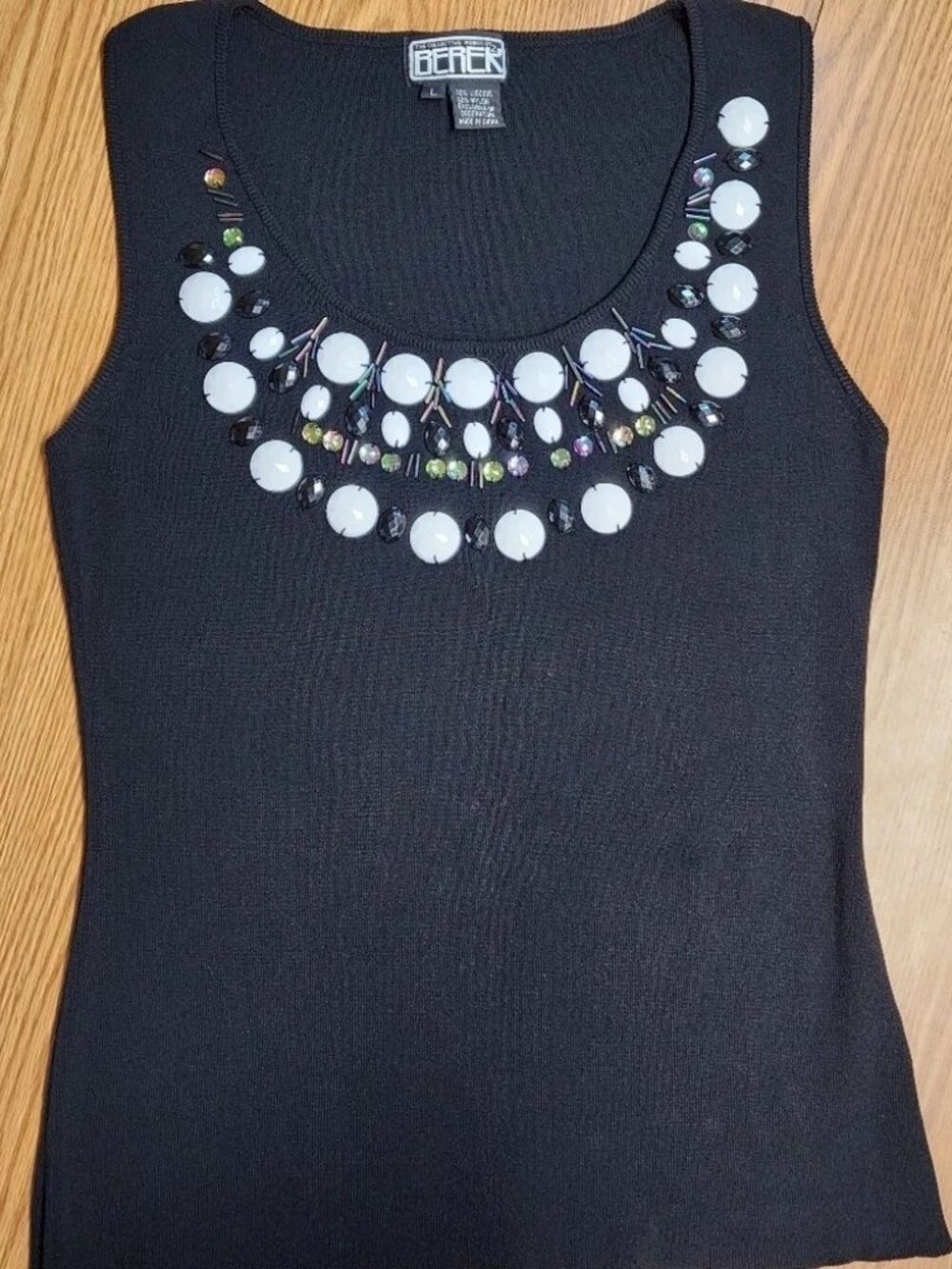 The Collective Works of Berek 2 Black Knit Pullover With Embellishments Sz L